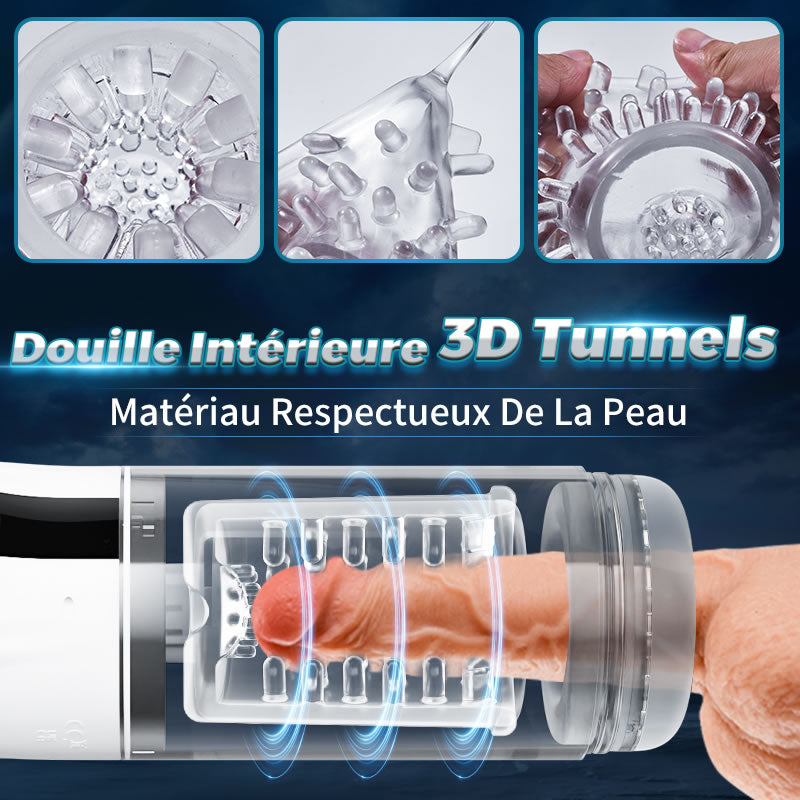 【Nouveau】9 Aspirer&Pousser&Tourner LCD Masturbateur Cup avec fonction vocale