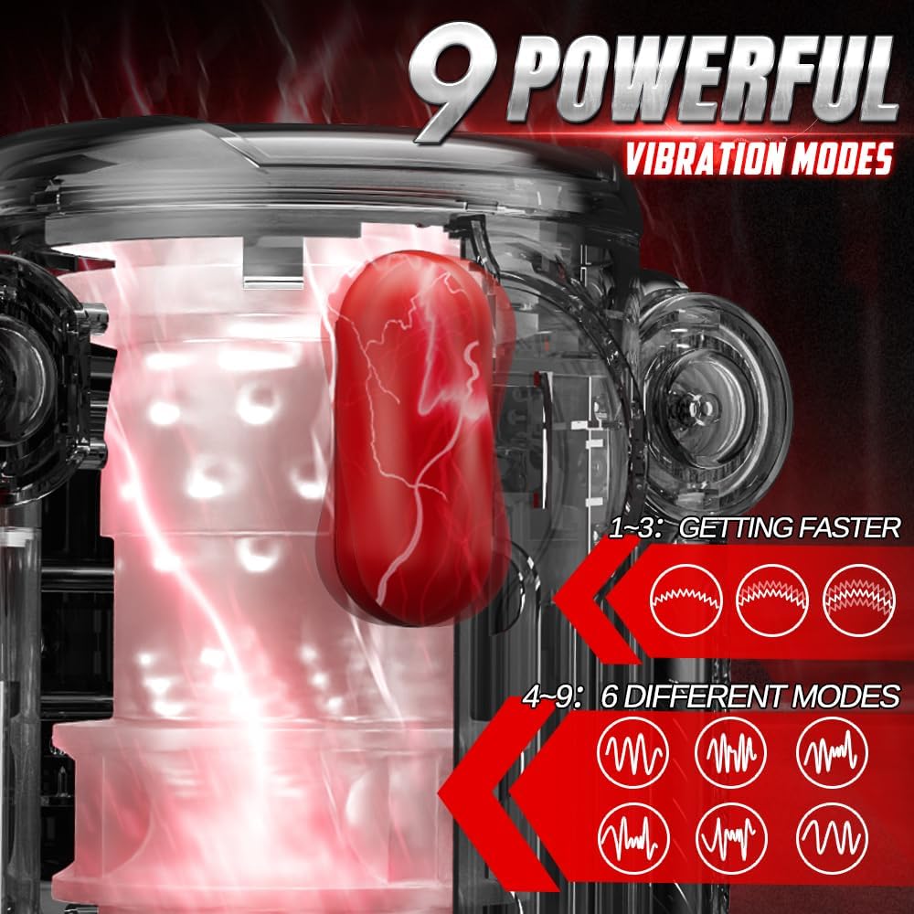 Jouets sexuels de masturbateur masculin automatique pour hommes, jouets sexuels de Stroker masculin à extrémité ouverte avec 9 Modes de poussée et 9 Modes de Vibration