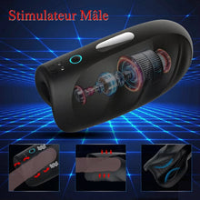 Charger l'image dans la galerie, Masturbateur électrique, exerceur de pénis, vibromasseur avec 10 modes de vibration, appareil de massage pour le pénis, masturbateur électrique, jouet sexuel à stimulations multiples pour homme, stimulateur de gland