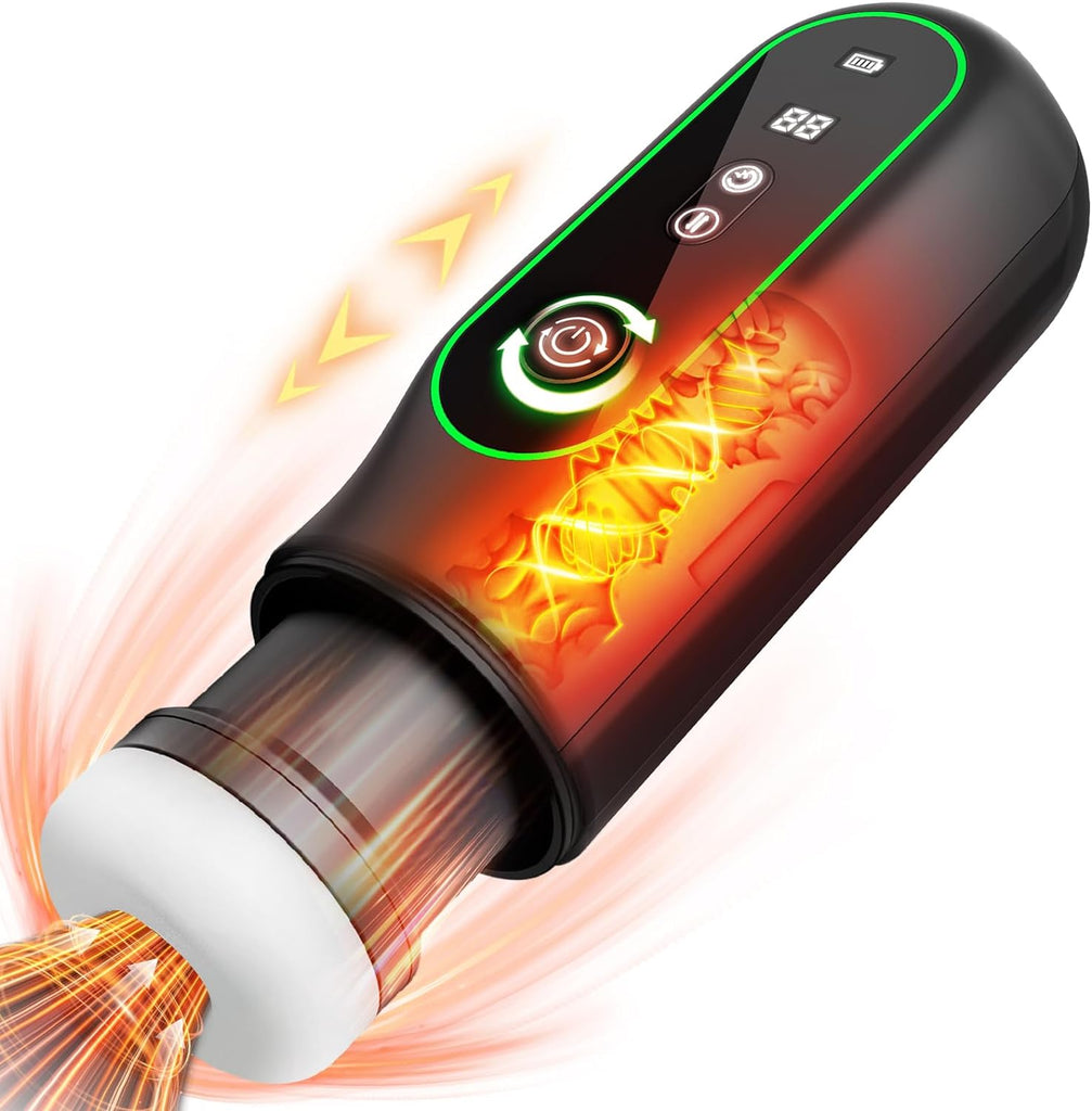 Masturbateur automatique 104 ℉ avec succion, poussée, vibration et chauffage