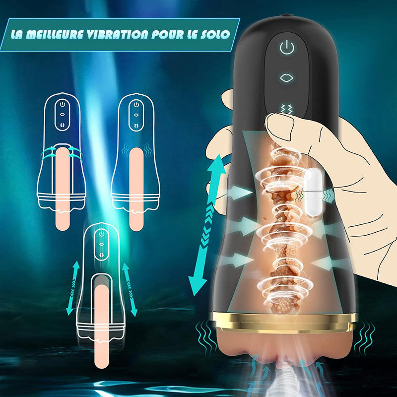 5 Sucking 10 Vibrating Simulated Vagina Entrée Masturbation Cups Mâle