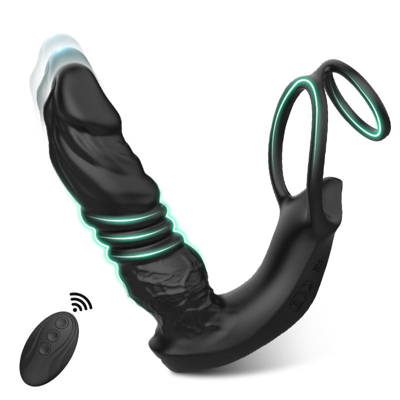Jouet anal réaliste pour prostate avec 9 modes de vibrations et double anneau pour une stimulat