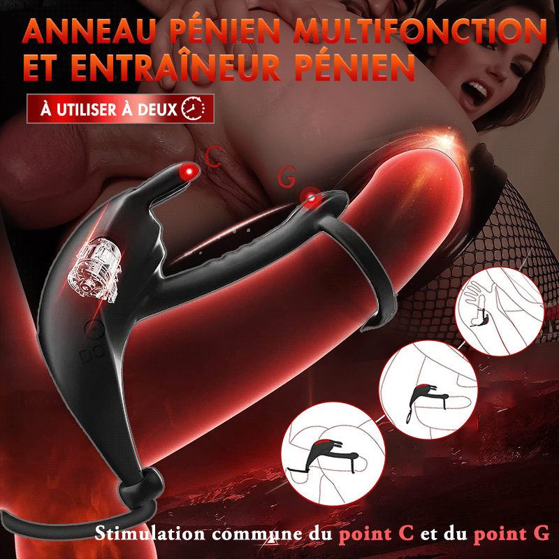 Anneau vibrant, jouet sexuel pour couples, double anneau de pénis extrême, anneau testiculaire, jouet sexuel, anneau en