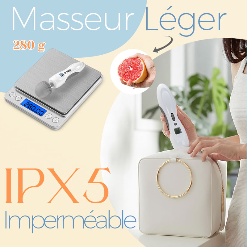 Baguette magique portable et légère avec 8 vibrations et 9 vitesses Masseur pliable
