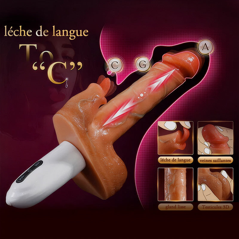 Sex Machine 90° Réglable Automatiquement 8 Godes Vibrants, Vibrants et Léchants Vibrateur