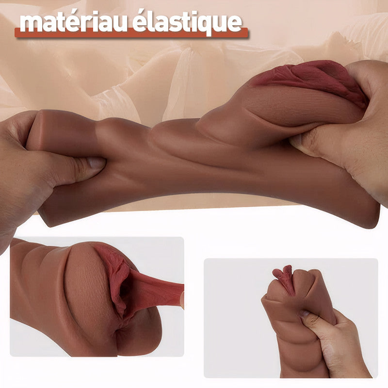 Chatte de poche réaliste Matériau doux et durable Vagin texturé réaliste et anus serré Trous 2 en