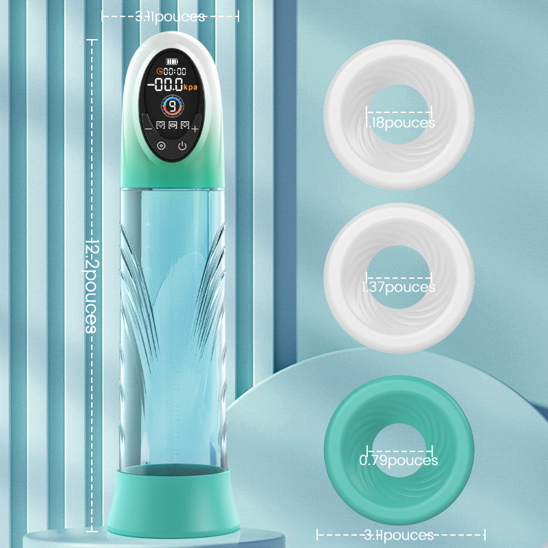 Green Pioneer - Pompe à pénis à eau avec écran LCD, 4 niveaux de pression et 9