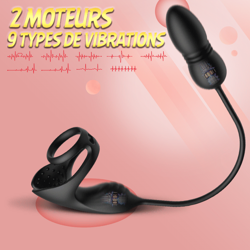 Masseur prostatique avec 9 niveaux de choc et de vibration, stimulateur testiculaire et an