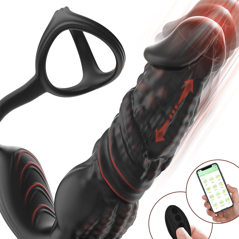 Masseur de prostate 6 en 1 à poussée rapide avec télécommande et application