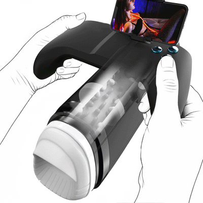 Turbo - 10 Modes Stroker à Poussées Explosives – Design Gamepad Immersif avec Support Téléphone