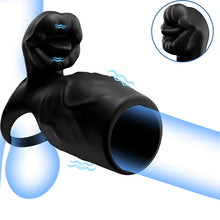 Charger l'image dans la galerie, Titan - 9 Vibrations Texture de Pénis Simulée Anneau de Chasteté Double Testicules &amp; Pénis Jouet Sexuel pour Couples