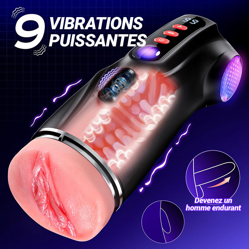 Daphne - Pompe à Penis avec 3 Manches Interchangeables, Chatte de Poche, 9 Modes de Succion & 9 Mod