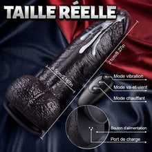 Charger l'image dans la galerie, Kronos - Gode noir épais de 8,27'' avec mouvement de va-et-vient et fonction chauffante pour une sensation intense et pr