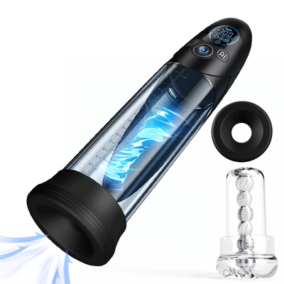 BathFun Pro - Pompe d'entraînement sous vide à 9 niveaux avec contrôle de pression par IA, écran LCD avec affichage de l