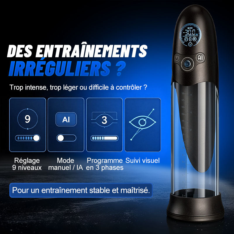BathFun Pro - Pompe d'entraînement sous vide à 9 niveaux avec contrôle de pression par IA, écran LCD avec affichage de l