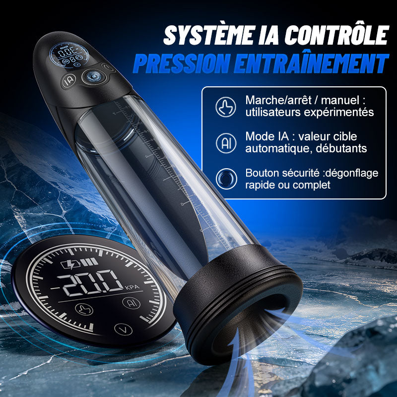 BathFun Pro - Pompe d'entraînement sous vide à 9 niveaux avec contrôle de pression par IA, écran LCD avec affichage de l