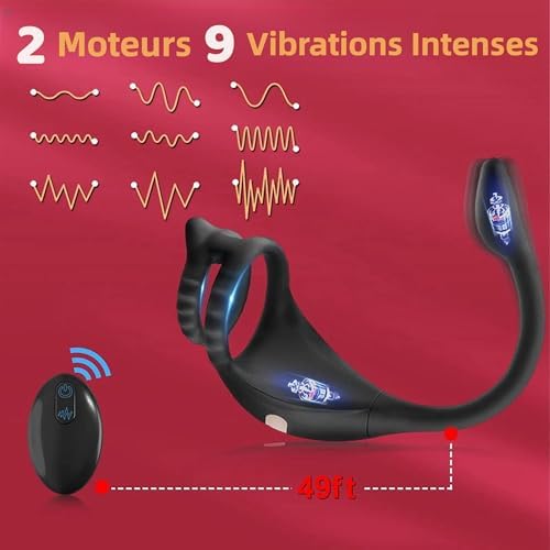 Sex Toys Plug Anal 3 EN 1 Anals Vibromasseurs Masseurs Télécommande à Anneau de Prostate Vibrant, gode Vibrateur Vîbrant 9 modes Plug Sex Toy, Cockringe Homme Sextoy Vibromasseur vibrant Pour Couple