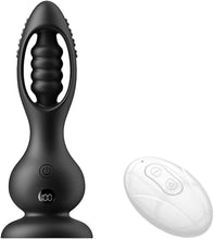 Charger l'image dans la galerie, Plug anal vibrant sans fil avec masseur de prostate pour hommes, télécommande, 10 modes de vibration, design en forme de boule, étanche IPX6, recharge magnétique, silicone médical, silencieux, noir