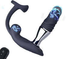 Charger l'image dans la galerie, 3 en 1 Électro Choc Vibrateur Anal Ance Bague de Pénis Stimulateur de Prostate avec 10 Fonctions de Vibration Télescopique &amp; 3 Modes d'Électrostimulation, Masseur Anal SM Extrême Jouet Sexuel pour Homme en Solo