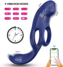 Charger l'image dans la galerie, 3 EN 1 Masseurs de Prostate Vibrant avec Anneau Pénien, Sex Toys Vibromasseurs Homme à Distance avec Application, Plug Anale Gode Vibro-masseurs avec 9 Modes de Poussée Vibrant pour Couple