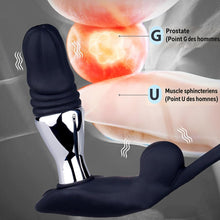 Charger l'image dans la galerie, 3 en 1 Électro Choc Vibrateur Anal Ance Bague de Pénis Stimulateur de Prostate avec 10 Fonctions de Vibration Télescopique &amp; 3 Modes d'Électrostimulation, Masseur Anal SM Extrême Jouet Sexuel pour Homme en Solo