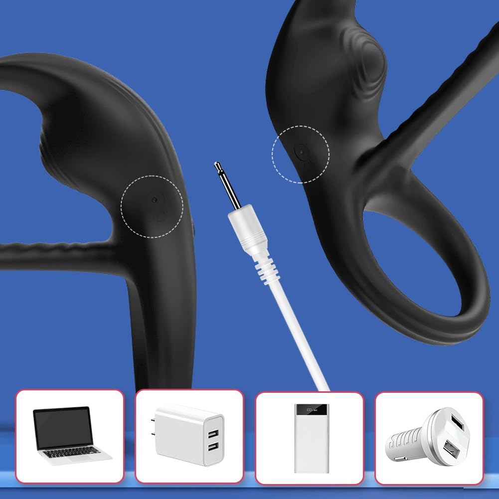 Vibrateurs anneau Pénien, Vibrateurs anaux pour homme Stimulateur de massage de la Prostate avec 10 modes de Vibration Télécommande Vibrant Cockring Anal Plug Jouets sexuels pour hommes Couples