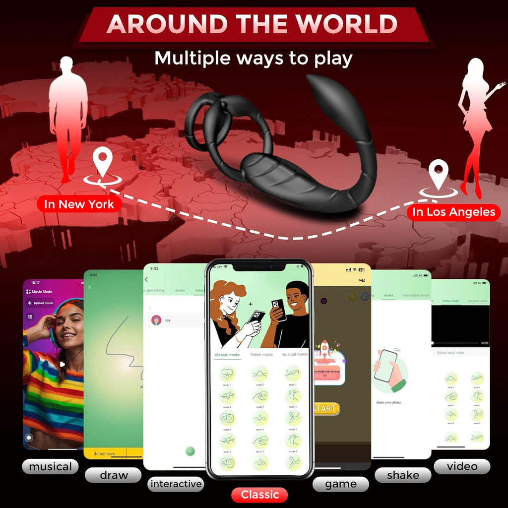 3 in 1 Dual Motors Cock Ring Prostate Massager Anal Vibrator with 9 Modes