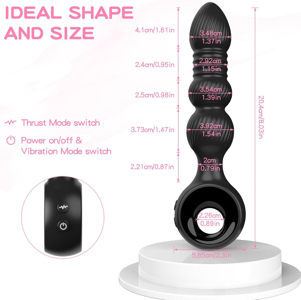 Perles Anales-Wordone Plugs Anals Vibrants avec 10 Vibrations&7 Poussées, Masseur de Prostate, Jouet Anal pour Adulte, Jouets Sexuels pour Mâles, Vibromasseur Point G Bullet pour Hommes&Femmes