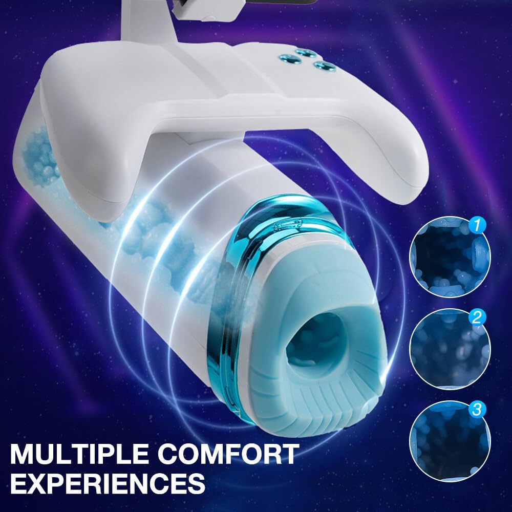 Masturbateurs Masculin, Masturbâteur Homme Mains Libres avec 10 modes de vibrations télescopiques, Masturbateur Automatique Sextoys Homme Orale Erotique