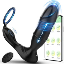 Charger l'image dans la galerie, Sex Toys Plug Anal Vibromasseur pour Homme - Gode Masturbeuse pour Gay, Masseurs de Prostate Vibrant avec Anneau Pénien, Sextoy Anus Plugs Anals avec 9 Modes Télescopiques 9 Modes Vibrations