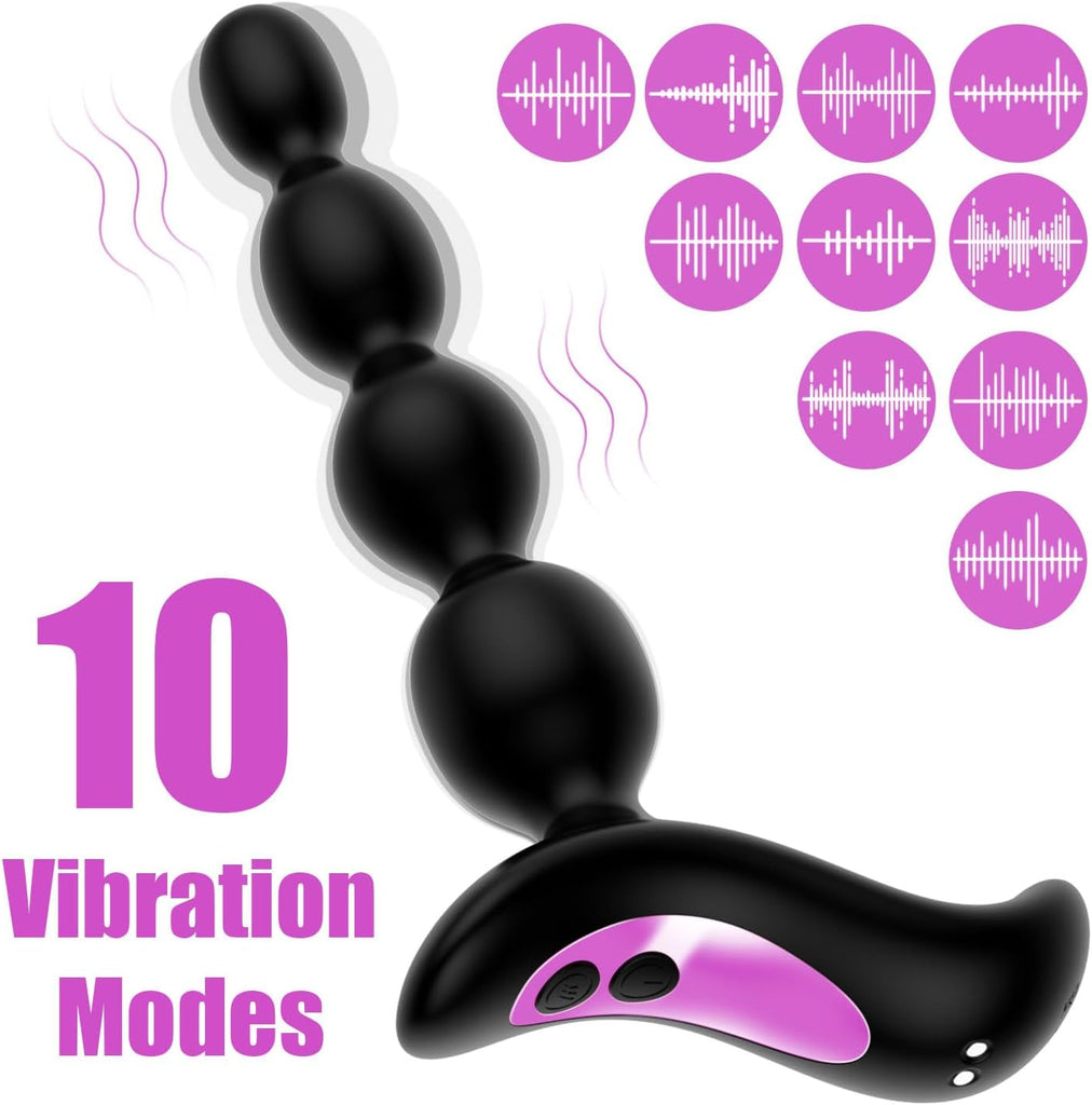 Shkanla Perles Anales Vibrantes pour Hommes Femmes Couples, Plug Anal Sex Toýs Vibromasseurs avec 10 Modes de Vibration, Rechargeable Stimulateur de Point G Masseur de Prostate Gode Anal en Silicone