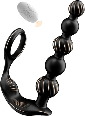 Plug anal masseur de prostate, anneau phallique avec 10 modes de vibration, stimulation de la prostate avec 5 boules anales, jouets sexuels étanches pour couples