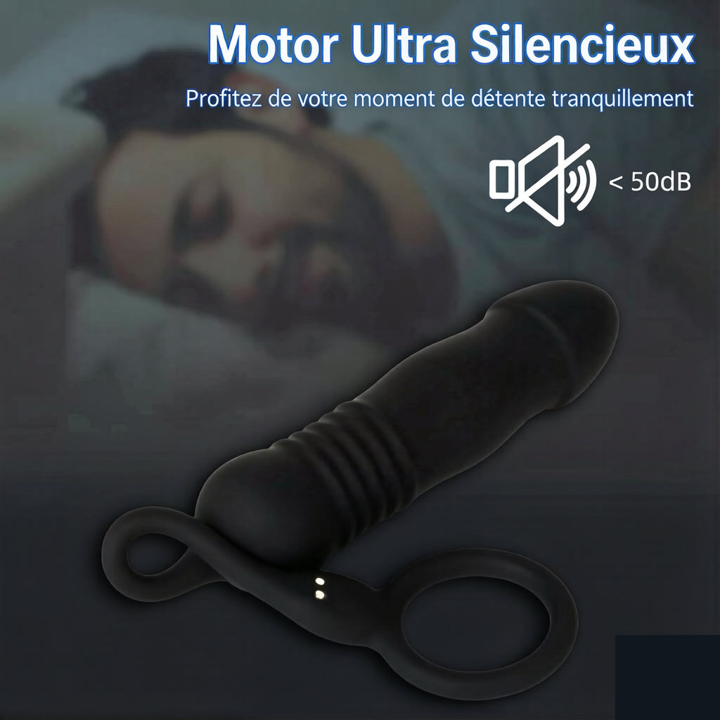 Stimulateur de prostate masculin, appareils de massage, vibromasseurs anaux avec anneau pénien, télécommande, vibromasseur télescopique avec 3 modes de vibration + 3 modes de poussée, plug anal, gode, jouets sexuels pour hommes