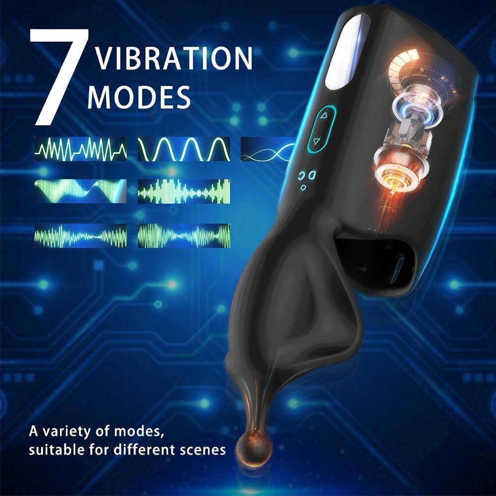Vibromasseurs Homme, Automatique Masturbateurs Masculins avec 10 Vibrations, Sexes Plaisir Homme Réaliste, Stimulation du Pénis， Masturbateur Electrique, Jouet Sexuel