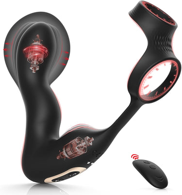 Plug Anal Sex Toys Vibromasseur pour Homme avec Gonflage Automatique et 10 Modes de Vibration, Masseurs de Prostate Vibrant avec Anneau Pénien et Télécommande, 3 in 1 Sex Toýs Homme Gode Anal