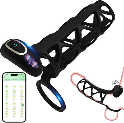 Anneau pénien à manchon pour hommes, jouets sexuels vibrants à manchon coq, extension de pénis de vibrateur masculin APP, amélioration de l'érection de l'éjaculation retardée