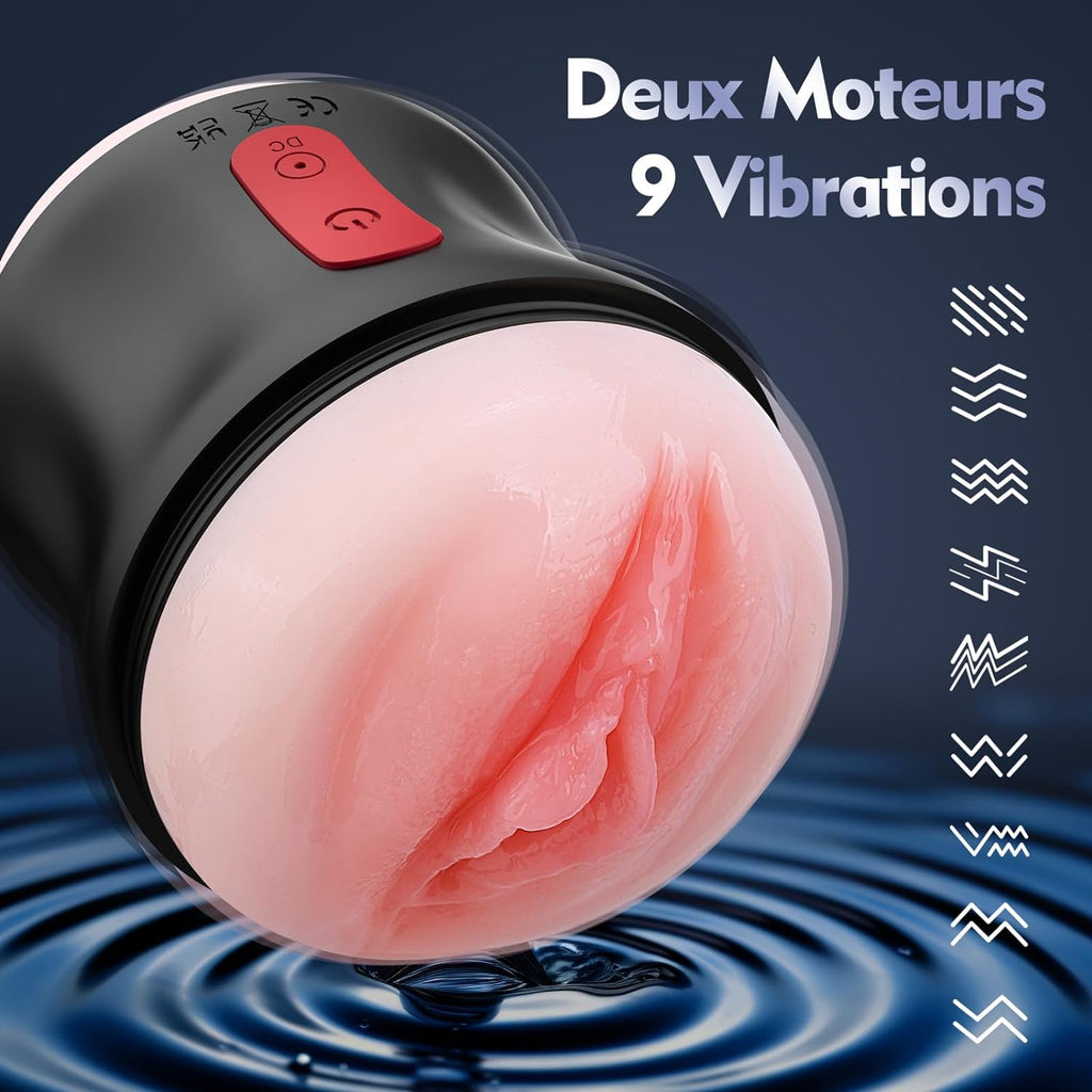 Sex Toys Masturbateurs Masculins Vibrants - Masturbeuse Homme Realiste Sextoyse pour Homme Sex avec Extrémité Ouverte et 9 Modes Forts Vibrateurs Pénis Masturbateur Automatique Sex Toyspour pour Homme