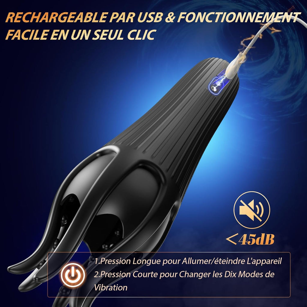 Masturbateurs Masculins Sex Toýs Homme, Tagnaff Masturbâteur Homme Mains Libres 10 Modes de Léchage et Vibration, Masturbateur Automatique Vibromasseur Sexetoyhomme 36 Pastilles de Massage Connexion