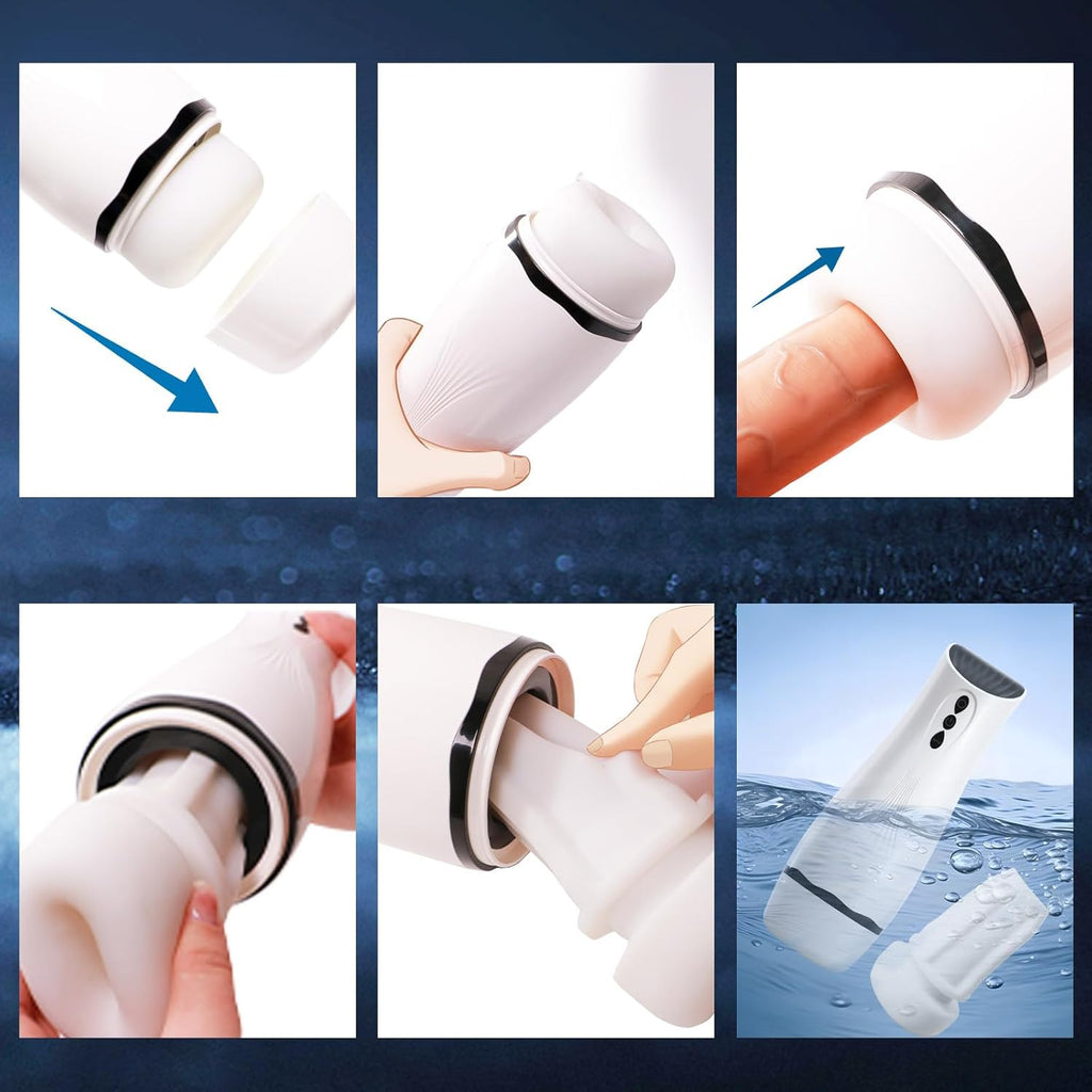 Masturbateurs Masculins Sex Toýs Homme - Masturbateur Homme avec 10 Succion & Vibration & Échappement, Masturbâteur Homme Mains Llibres avec 3D Vaginette Ultra Réaliste, Sex Toys Homme