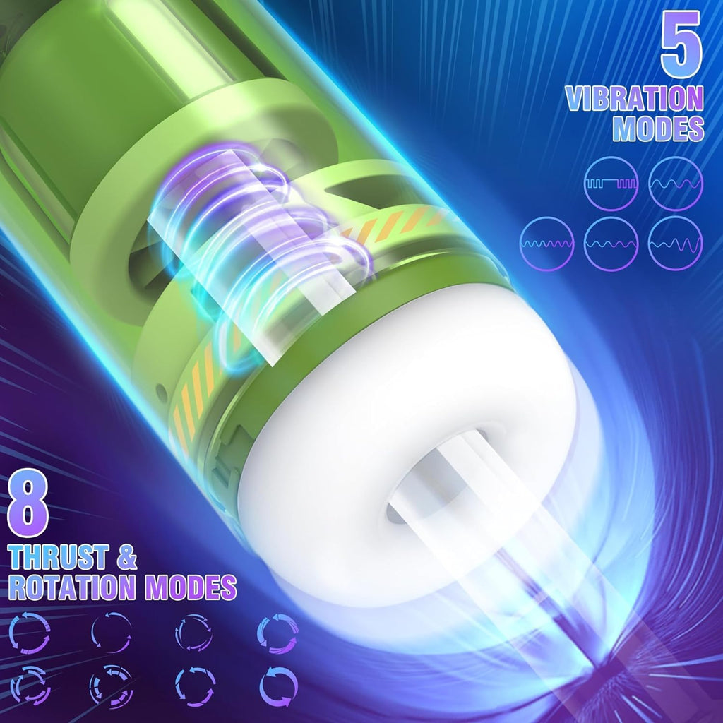 Masturbateur électrique avec 10 vibrations télescopiques - Fonction de choc rotatif - Jouet sexuel pour les hommes - Jouet sexuel pour homme - Masturbateur de poche avec vagin 3D