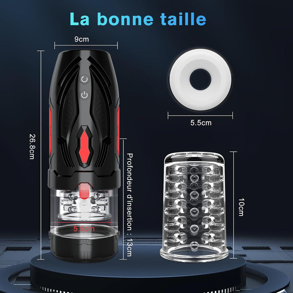 Masturbateur sex toys vibromasseurs pour homme mains libres avec 7 modes de rotation et fonction choc, masculins masturbeuse orale érotique jouet sexuel, pompe penis