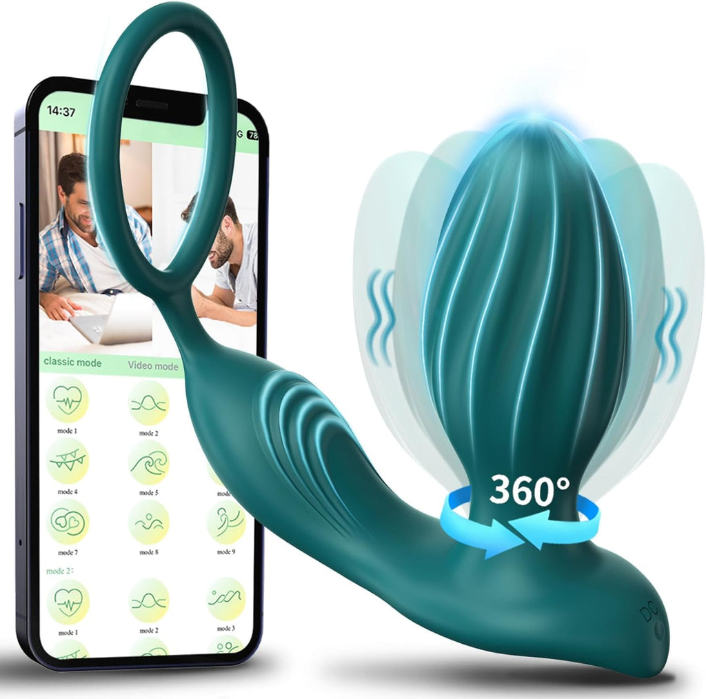 Plug Anus Vibromasseurs avec Anneau Pénien Sex Toys - Vibrateur Anal 10 modes, Prostate Vibrant Sex Toýs Couple Homme, Gode Homme pour Gay Sextoyse Couple Plaisir Homme avec Telecommande APP