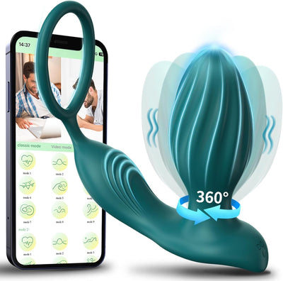 Plug Anus Vibromasseurs avec Anneau Pénien Sex Toys - Vibrateur Anal 10 modes, Prostate Vibrant Sex Toýs Couple Homme, Gode Homme pour Gay Sextoyse Couple Plaisir Homme avec Telecommande APP