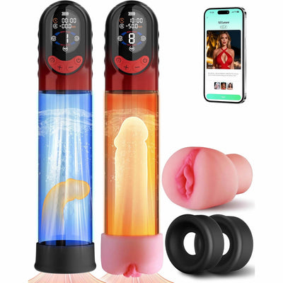 Pompe à Pénis Sextoyse Homme Sex Toys, APP Pompe à Vide Électrique Manuelle & Automatique avec 8 d'Aspiration Masturbateurs Masculins, Sex Toyspour Pour Homme Masturbateur avec Vaginette Silicone