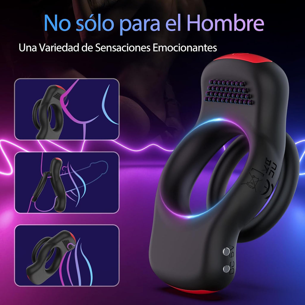 Anneau Penien - Anneau Homme Vibrant Sex Toys, Anneaux de Pénis Sex Toýs Couple Vibromasseurs pour Homme, Double Anneau Pénis avec Télécommande et APP, Stimulateur Clitoridien pour Couple Sex Toy