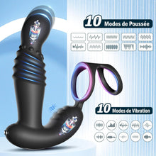 Charger l'image dans la galerie, Masseurs de Prostate Sex Toys Anals avec Anneaux de Pénis, Vibromasseur Anal Télécommandé avec 10 Modes de Poussée &amp; de Vibration, Vibrateur Gode Anal Plug Anal Vibrant Sextoy pour Hommes et Couple