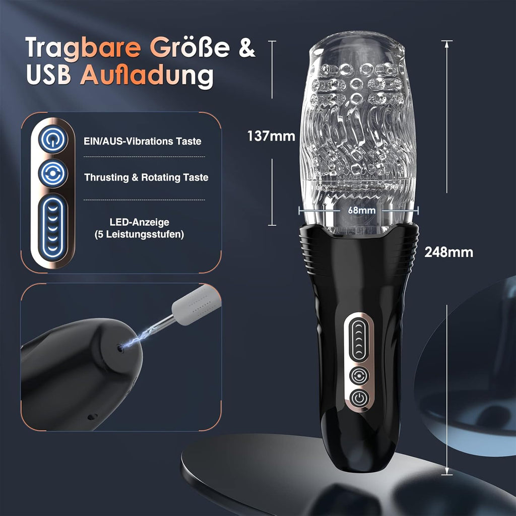 Masturbateurs Masculins Sex Toys,Masturbâteur Homme Mains Libres 10X5 Mode de Vibration & Rotation Télescopique,Vaginette Sextoyse Homme Sex Masturbateur Homme