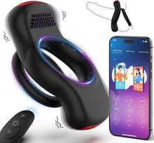Charger l'image dans la galerie, Anneau Penien - Anneau Homme Vibrant Sex Toys, Anneaux de Pénis Sex Toýs Couple Vibromasseurs pour Homme, Double Anneau Pénis avec Télécommande et APP, Stimulateur Clitoridien pour Couple Sex Toy