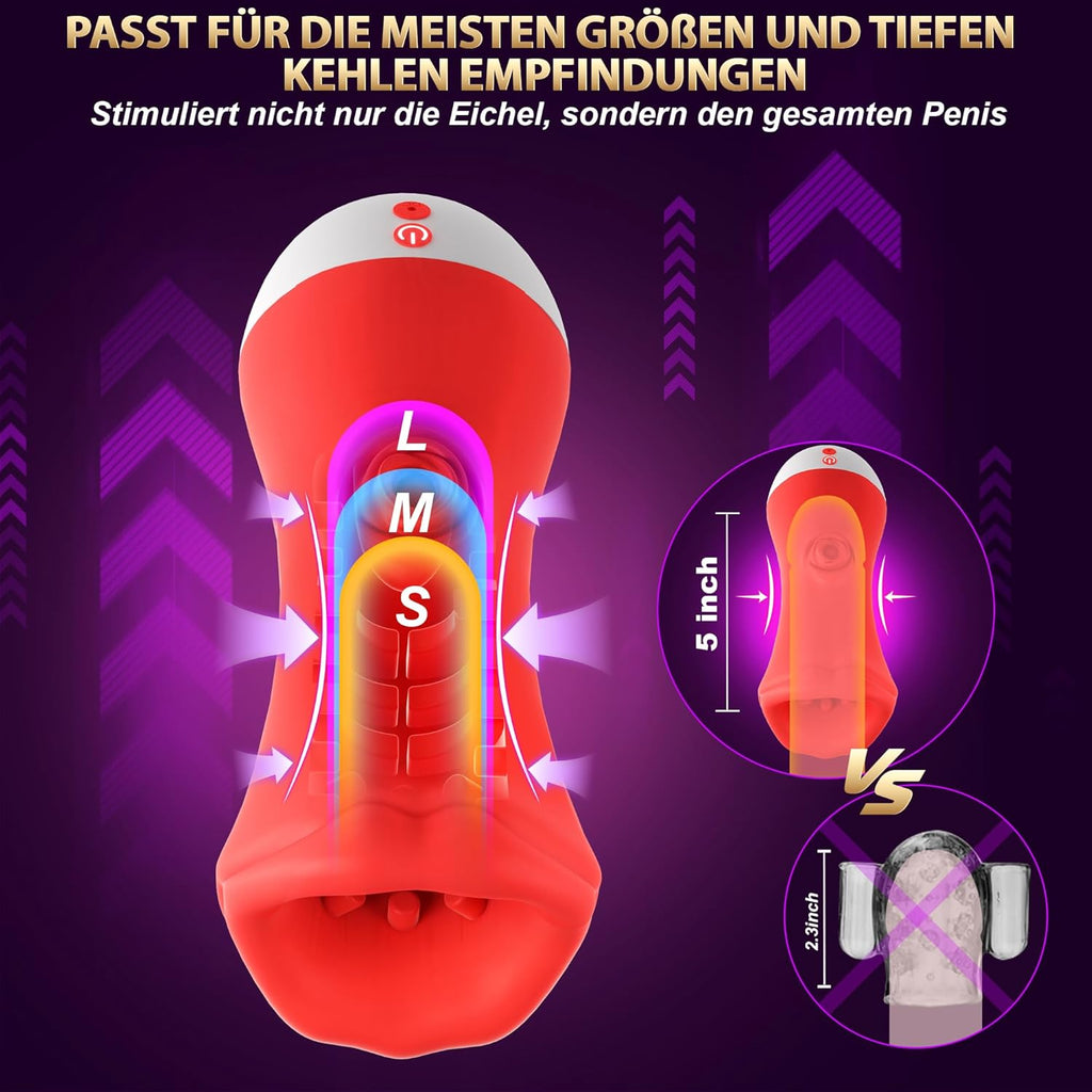 Pangpangmi Masturbateurs Masculins Sex Toýs Homme, Masturbateur Automatique Sex Toys avec 9 Vibrations 9 Léchage de Langue, Masturbeuse Homme Sextoy 3D Manchon Masturbâteur Sextoys