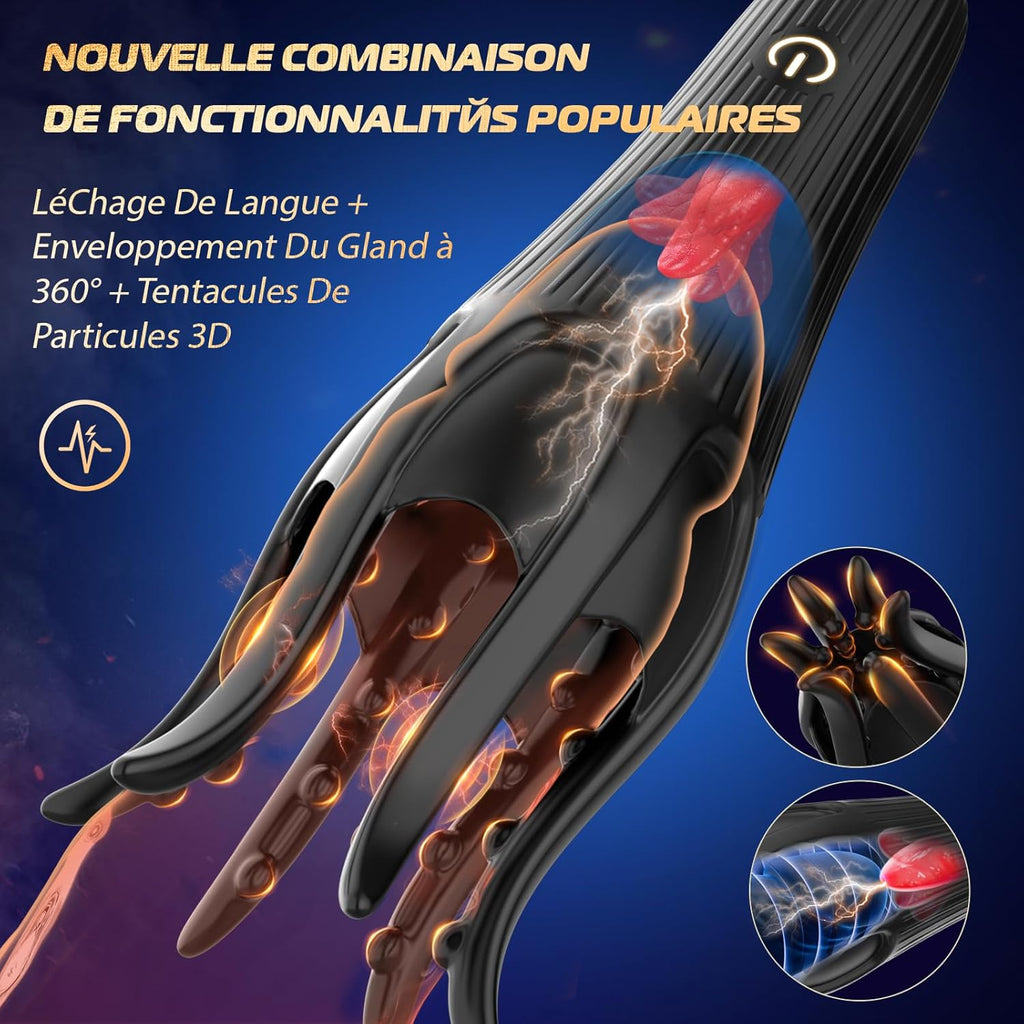 Masturbateurs Masculins Sex Toýs Homme, Tagnaff Masturbâteur Homme Mains Libres 10 Modes de Léchage et Vibration, Masturbateur Automatique Vibromasseur Sexetoyhomme 36 Pastilles de Massage Connexion